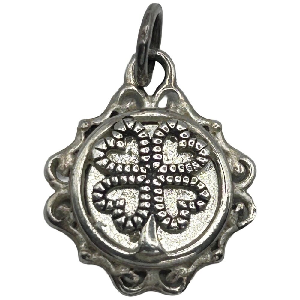 925 Sterling Silver Four-Leaf Clover Heart Pendant 'Love, Luck, Happiness'
